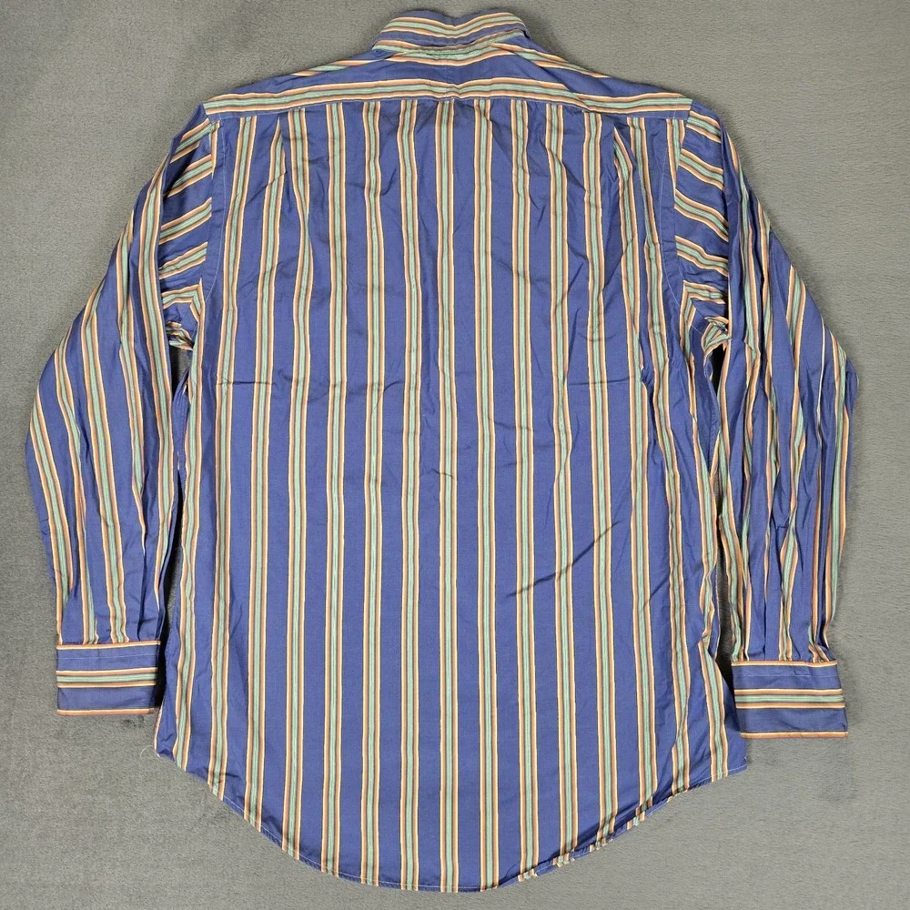 Polo Ralph Lauren CURHAM Shirt Men 15.5 32/33 Blue Stripe Button Down Custom Fit